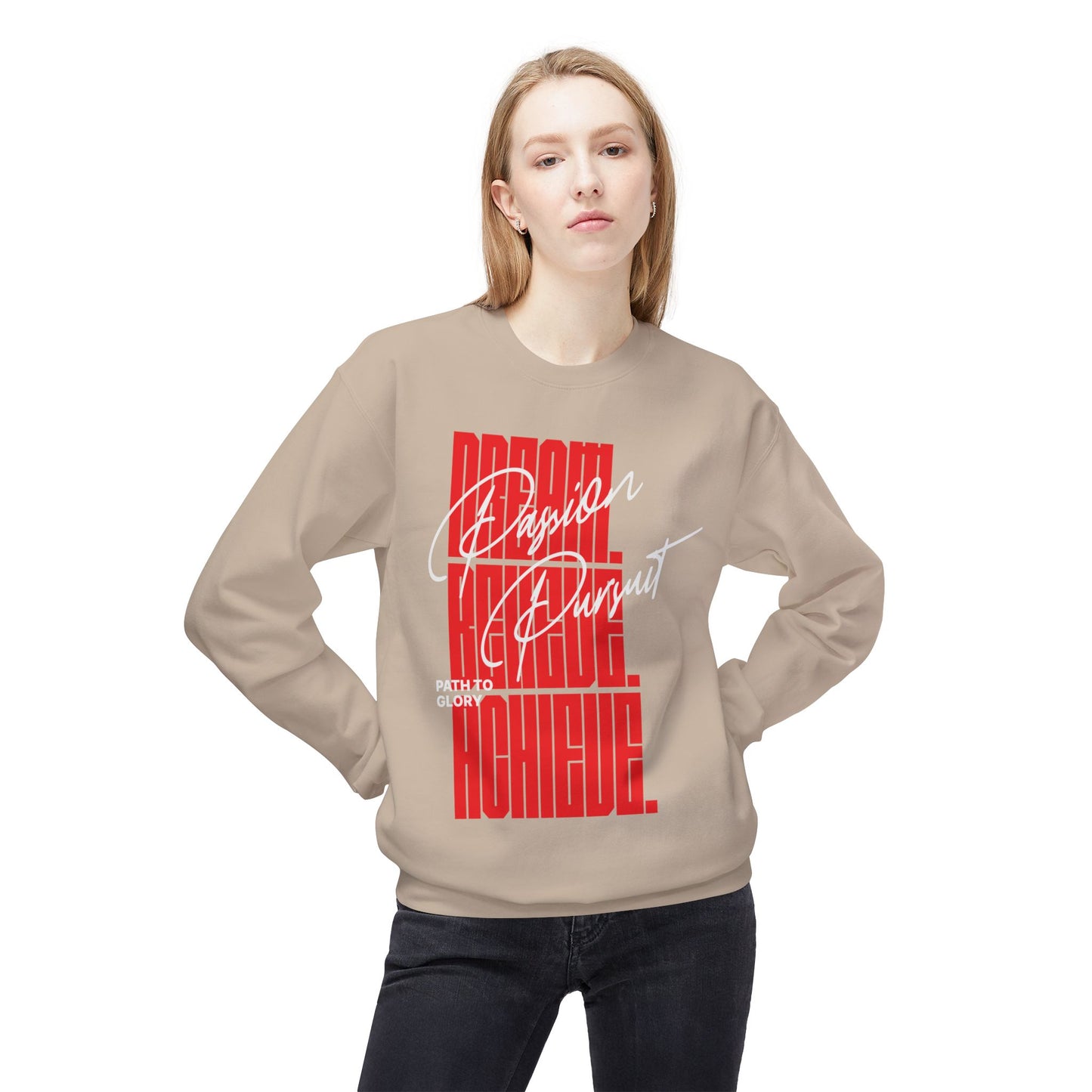 Men's "Passion Pursuit" Drop Shoulder Fleece Crewneck Sweatshirt