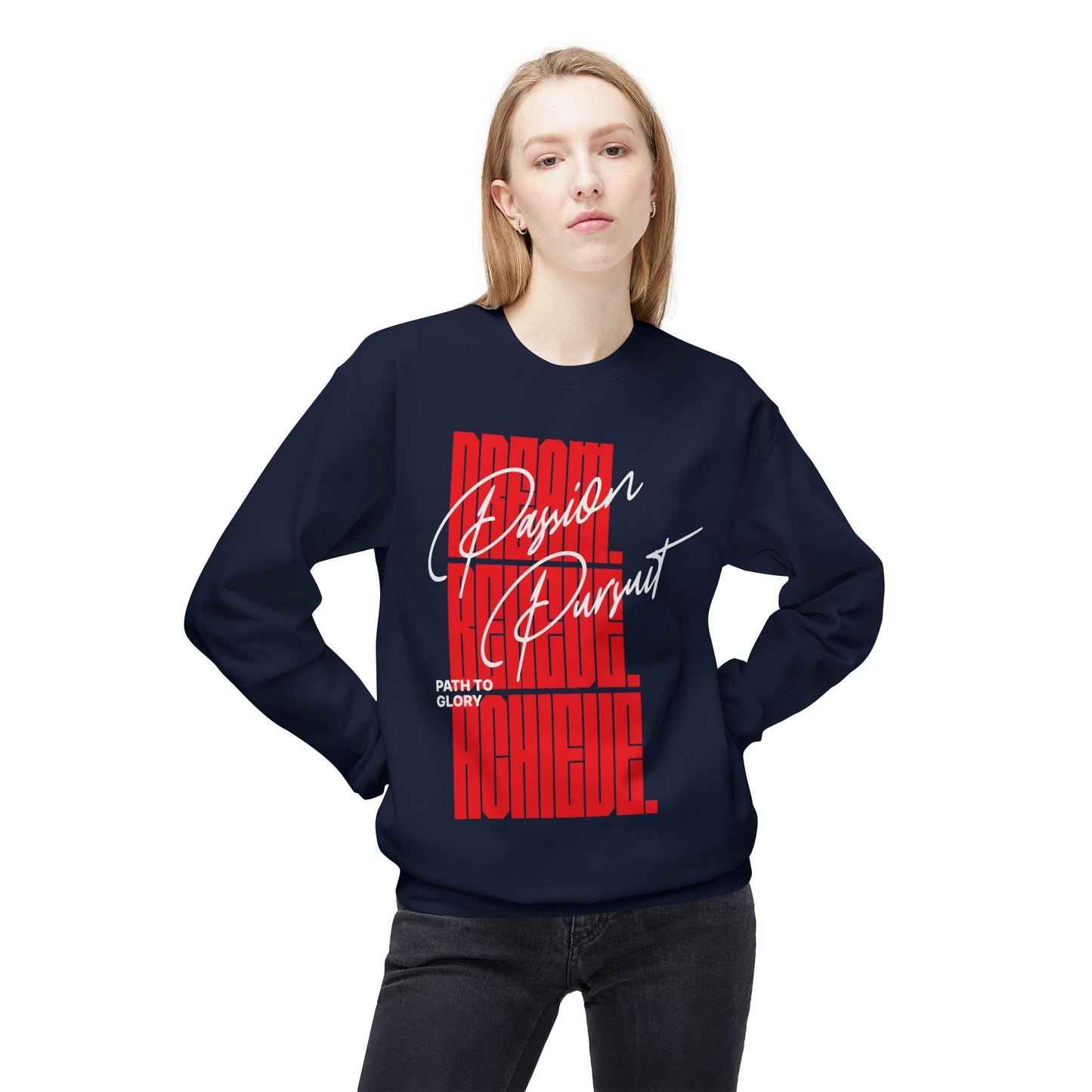 Men's "Passion Pursuit" Drop Shoulder Fleece Crewneck Sweatshirt