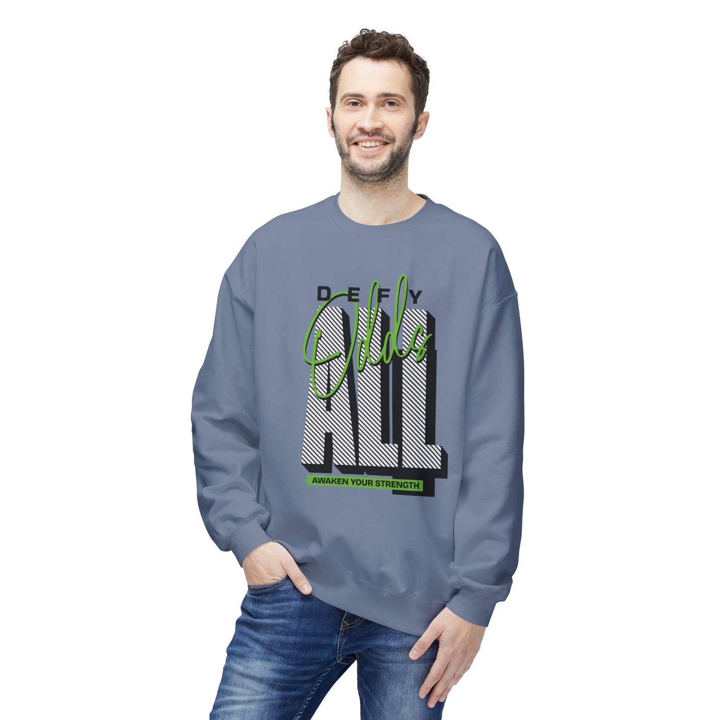 Women's "Defy All Odds" Drop Shoulder Fleece Crewneck Sweatshirt