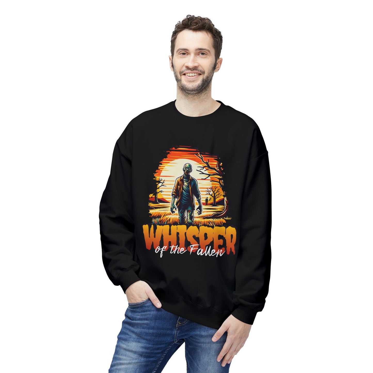 Men's "Whisper of the Fallen" Drop Shoulder Fleece Crewneck Sweatshirt