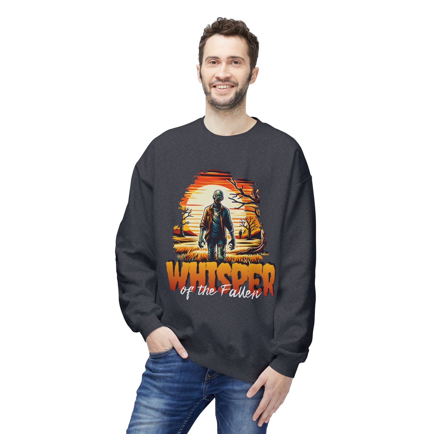 Men's "Whisper of the Fallen" Drop Shoulder Fleece Crewneck Sweatshirt