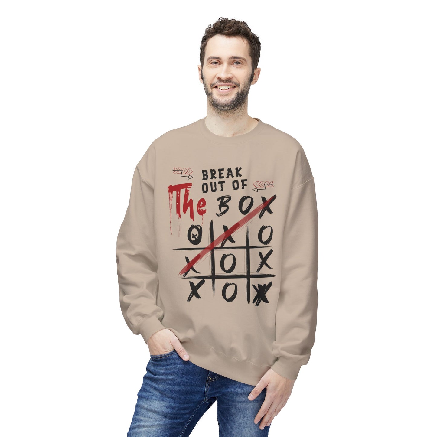 Men's "Break Out Of The Box" Drop Shoulder Fleece Crewneck Sweatshirt