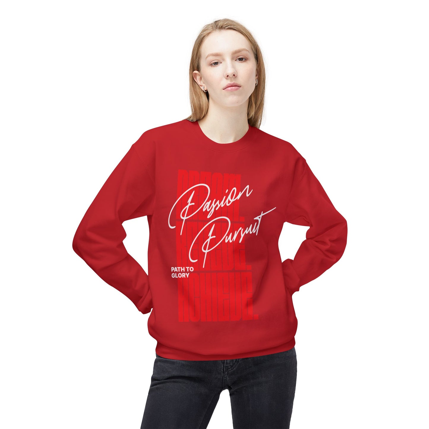 Men's "Passion Pursuit" Drop Shoulder Fleece Crewneck Sweatshirt