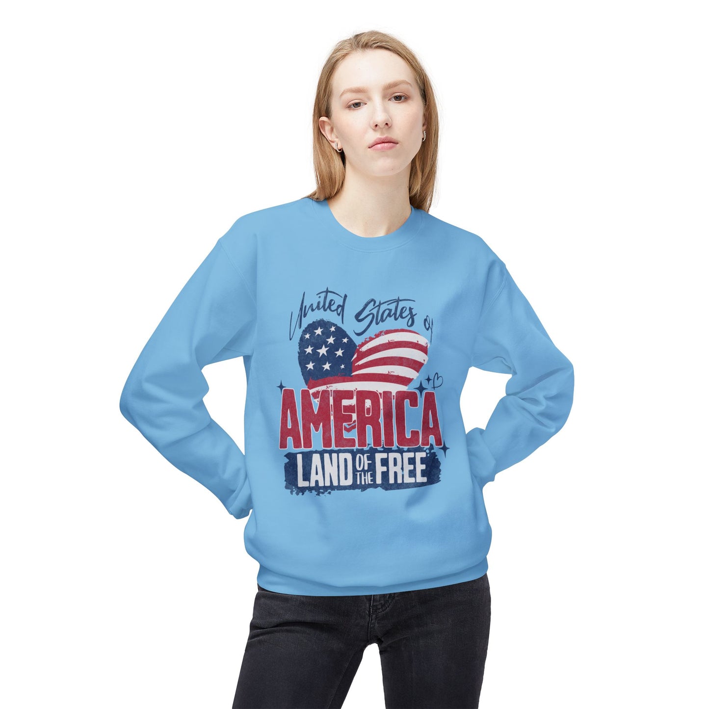 Men's "Land of the Free" Drop Shoulder Fleece Crewneck Sweatshirt