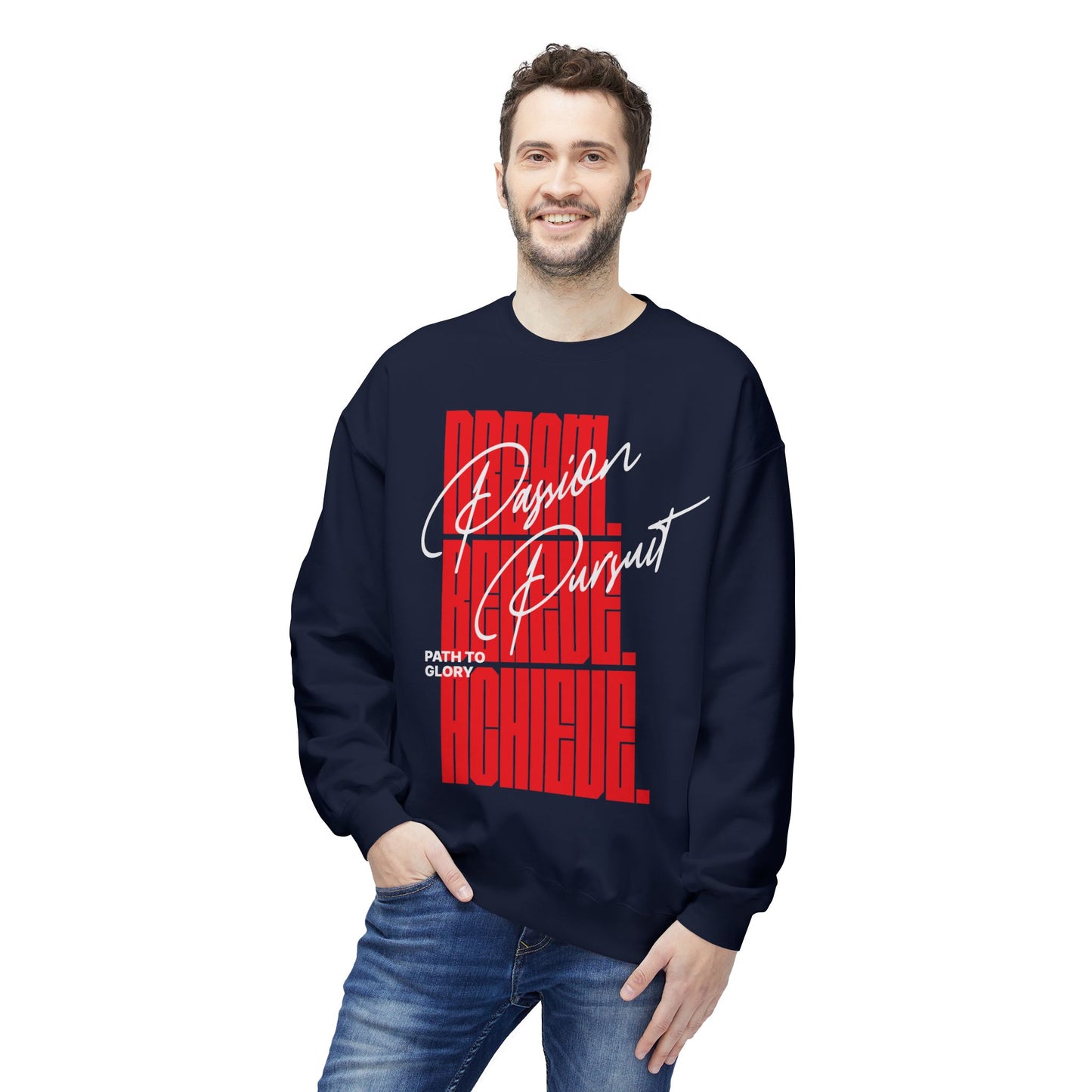 Men's "Passion Pursuit" Drop Shoulder Fleece Crewneck Sweatshirt