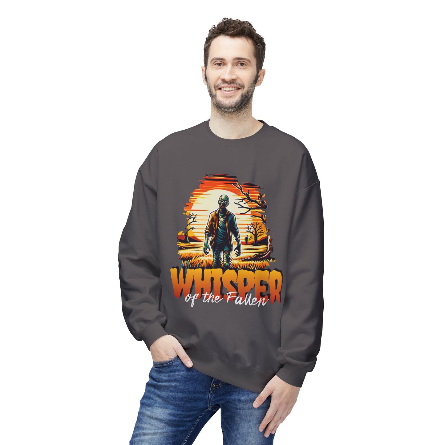 Men's "Whisper of the Fallen" Drop Shoulder Fleece Crewneck Sweatshirt