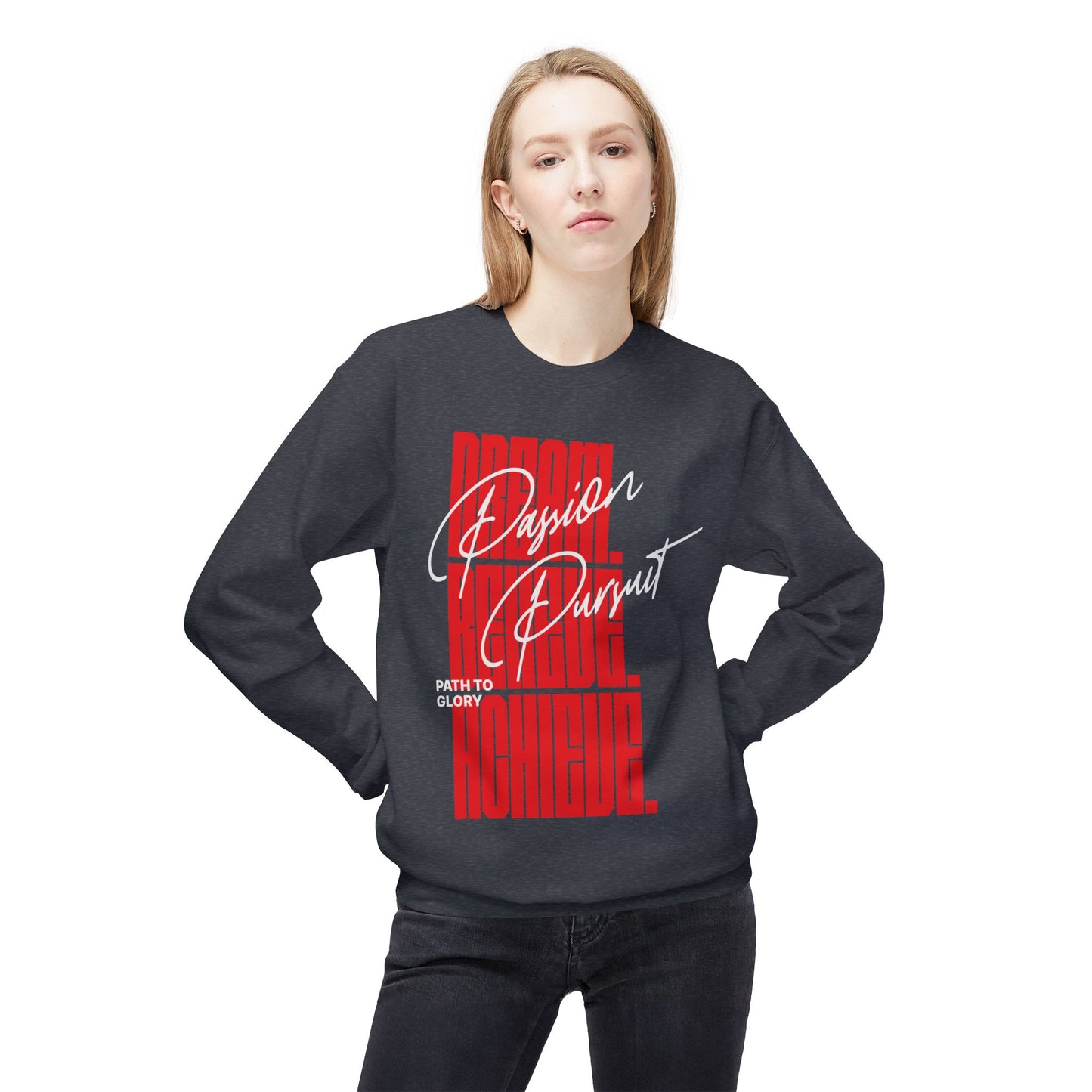 Men's "Passion Pursuit" Drop Shoulder Fleece Crewneck Sweatshirt