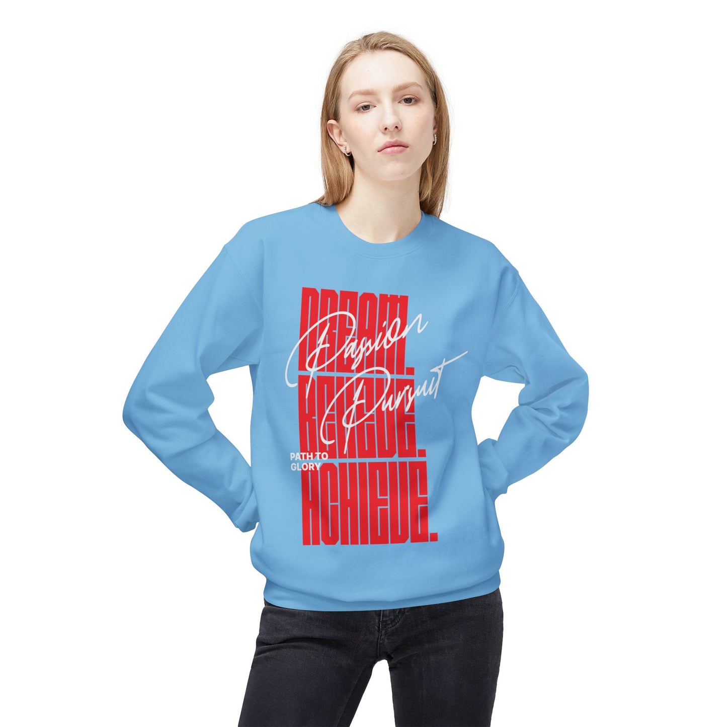 Men's "Passion Pursuit" Drop Shoulder Fleece Crewneck Sweatshirt