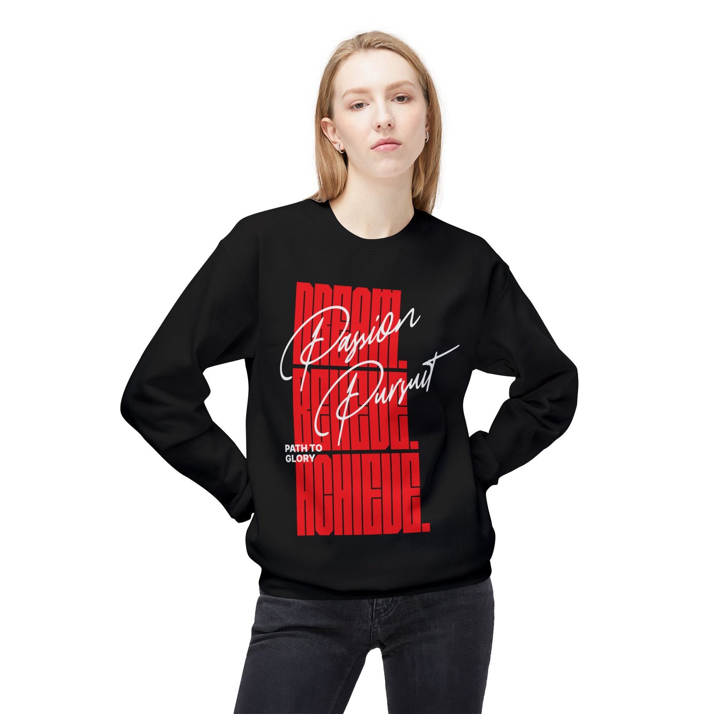 Men's "Passion Pursuit" Drop Shoulder Fleece Crewneck Sweatshirt