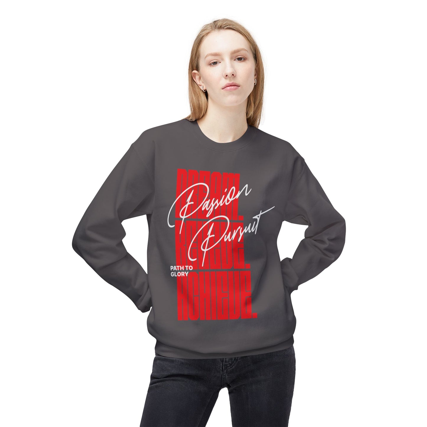 Men's "Passion Pursuit" Drop Shoulder Fleece Crewneck Sweatshirt