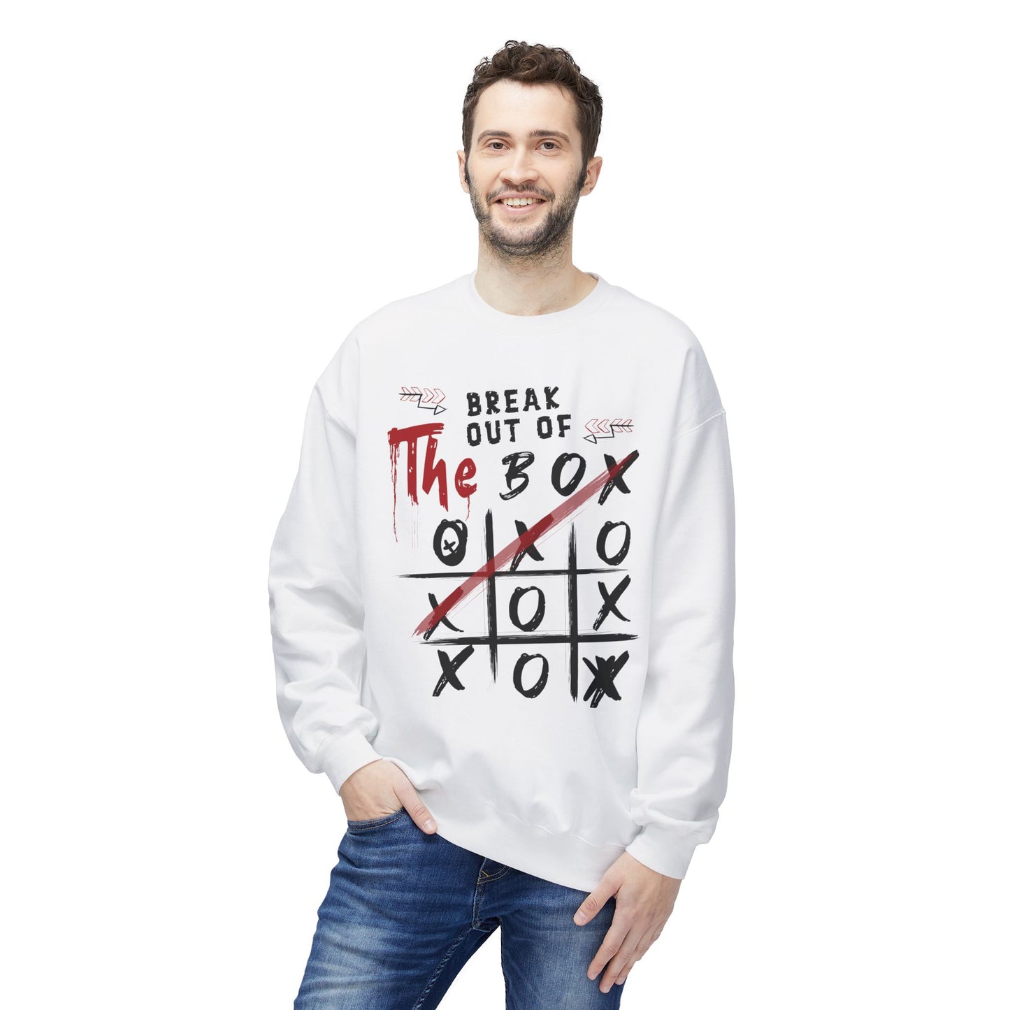 Men's "Break Out Of The Box" Drop Shoulder Fleece Crewneck Sweatshirt
