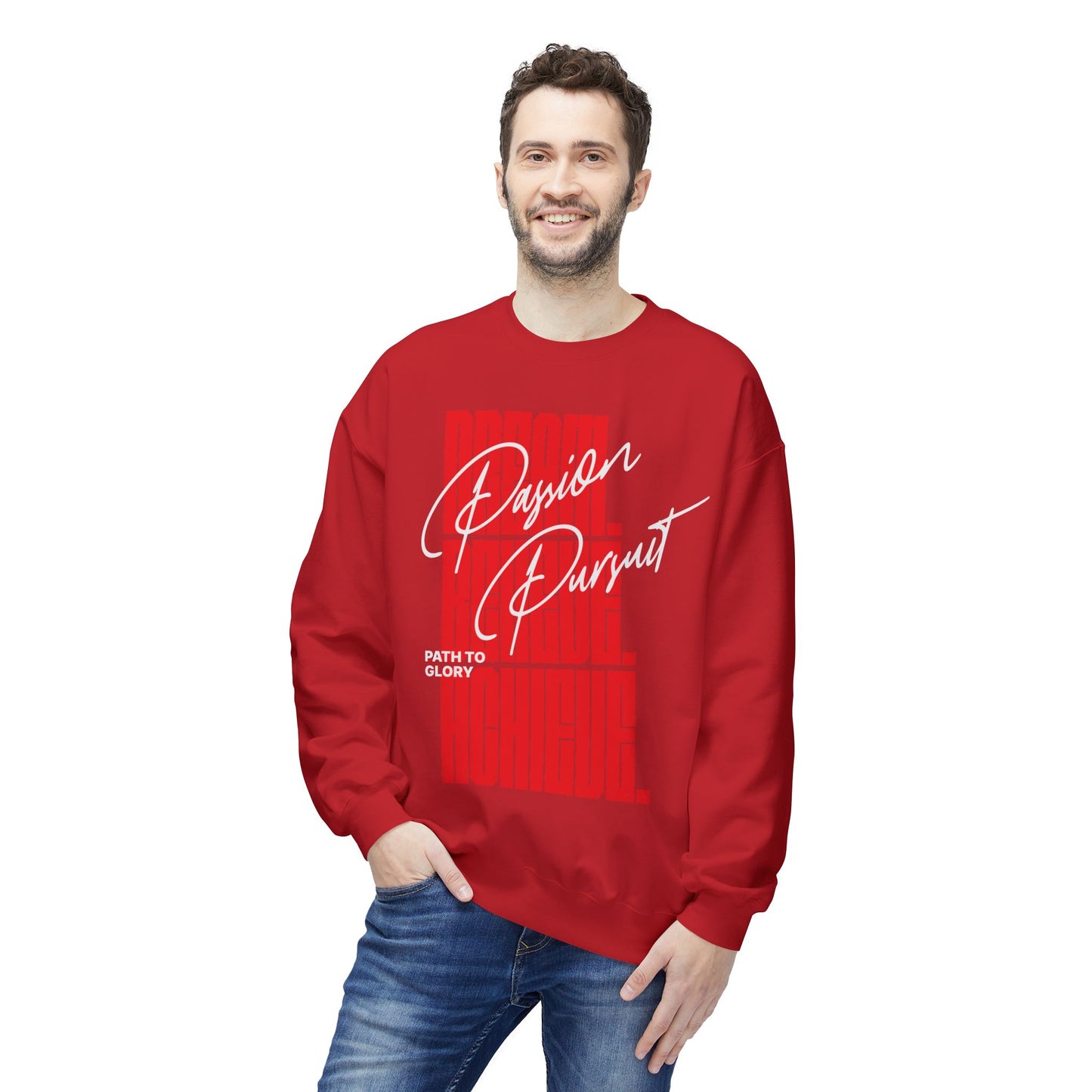 Men's "Passion Pursuit" Drop Shoulder Fleece Crewneck Sweatshirt