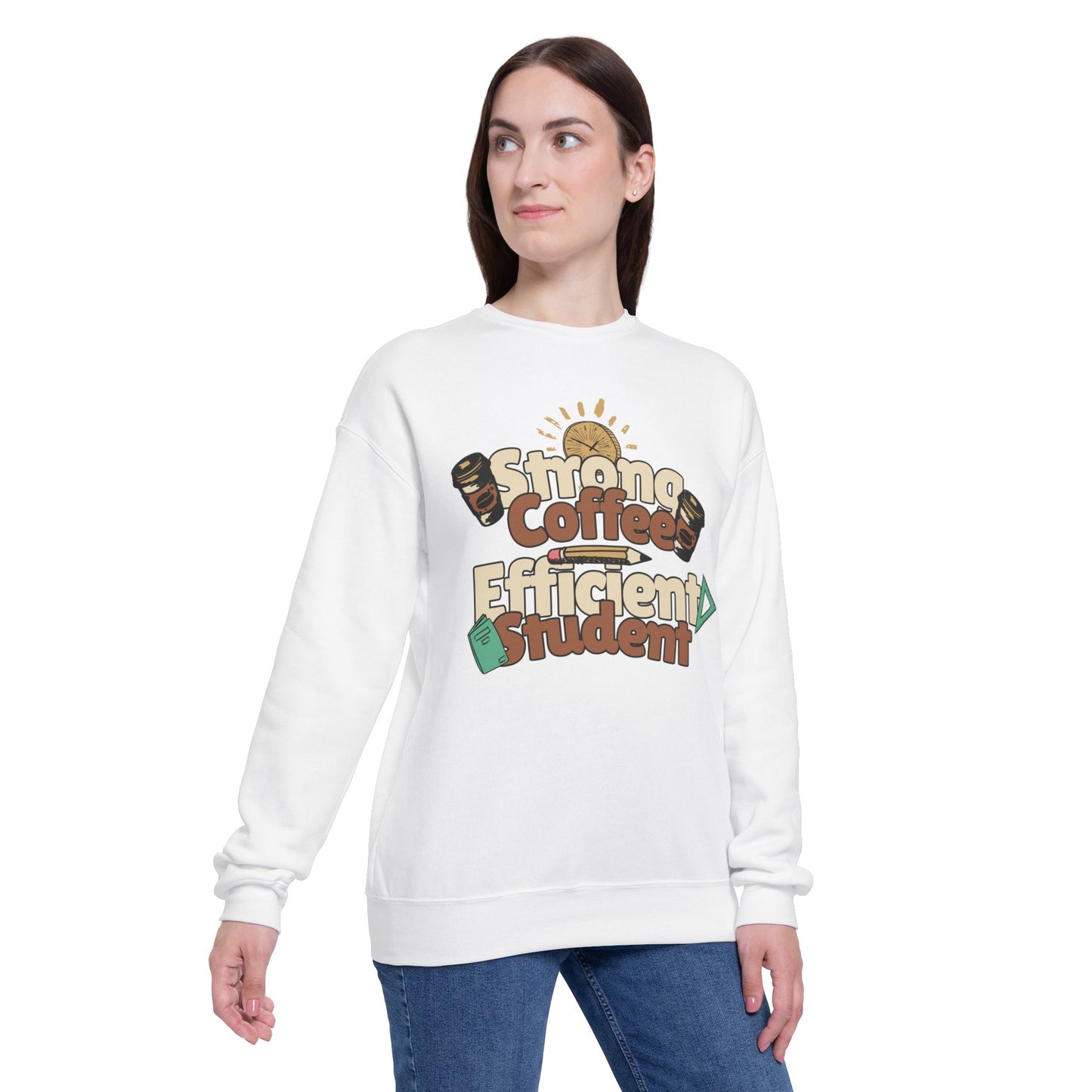 Women's "Strong Coffee, Efficient Student" Drop Shoulder Sweatshirt