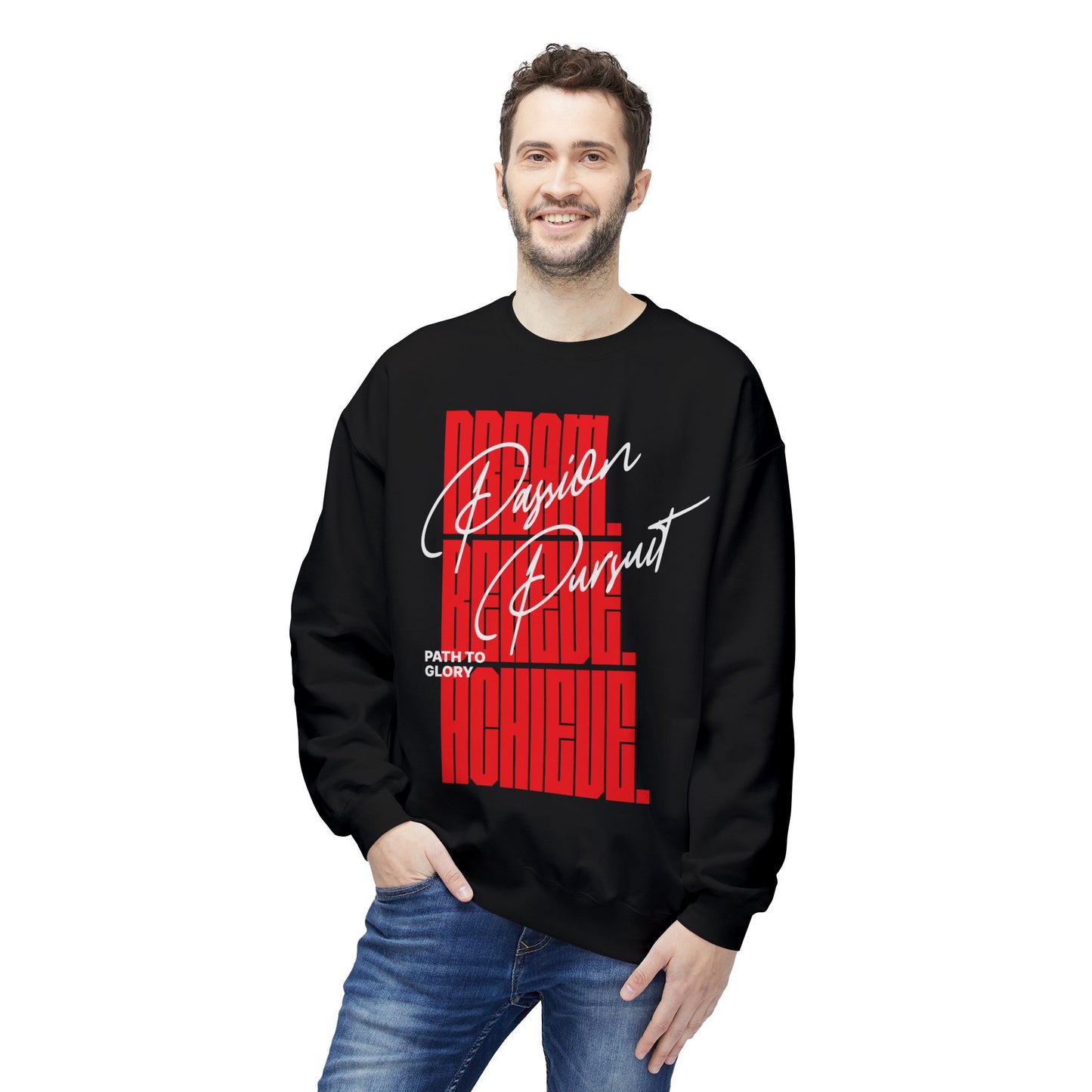 Men's "Passion Pursuit" Drop Shoulder Fleece Crewneck Sweatshirt