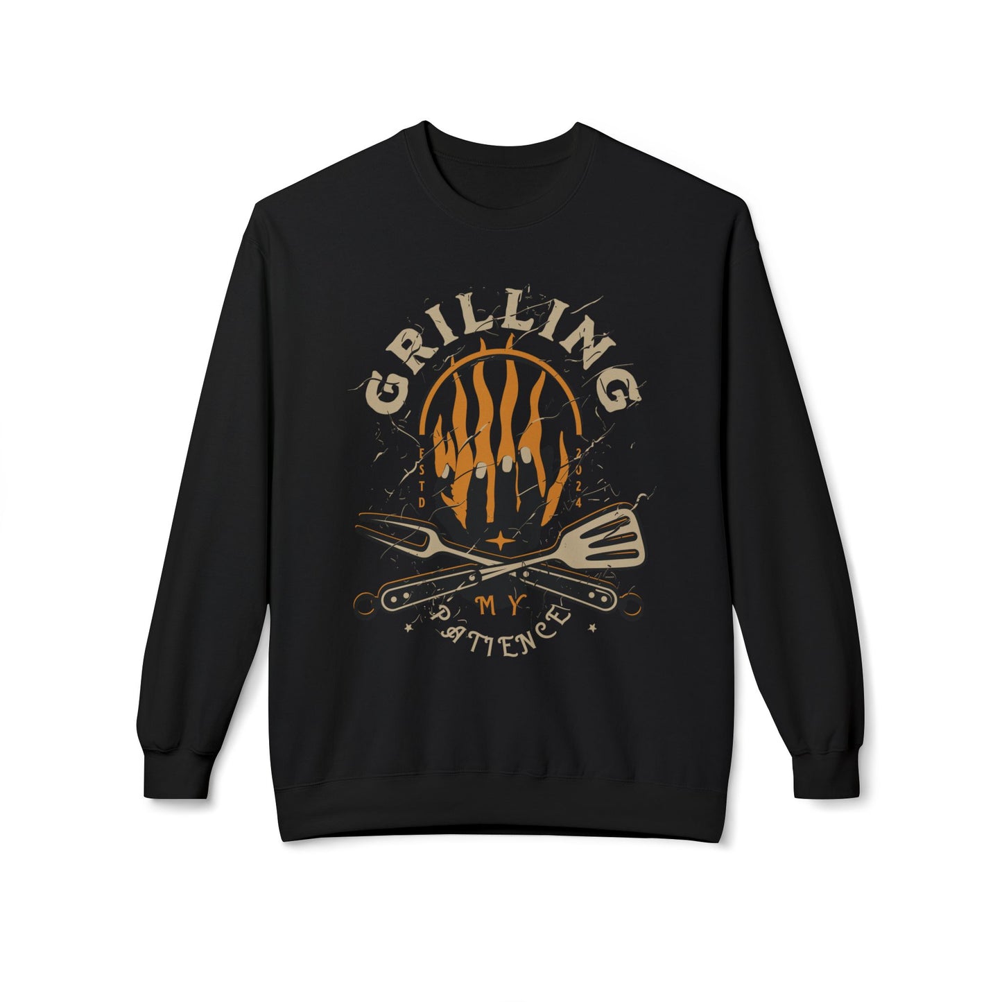 Women's "Grilling My Patience" Drop Shoulder Fleece Crewneck Sweatshirt