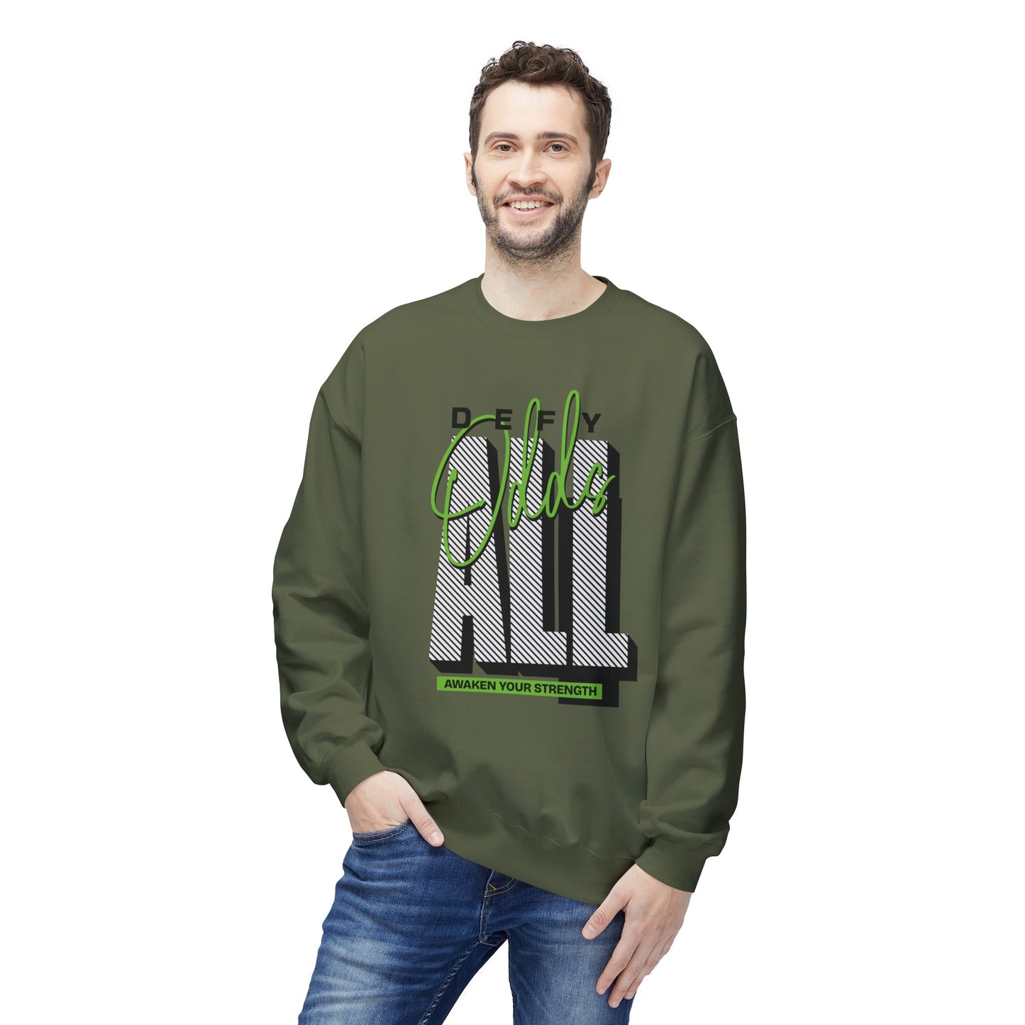 Women's "Defy All Odds" Drop Shoulder Fleece Crewneck Sweatshirt