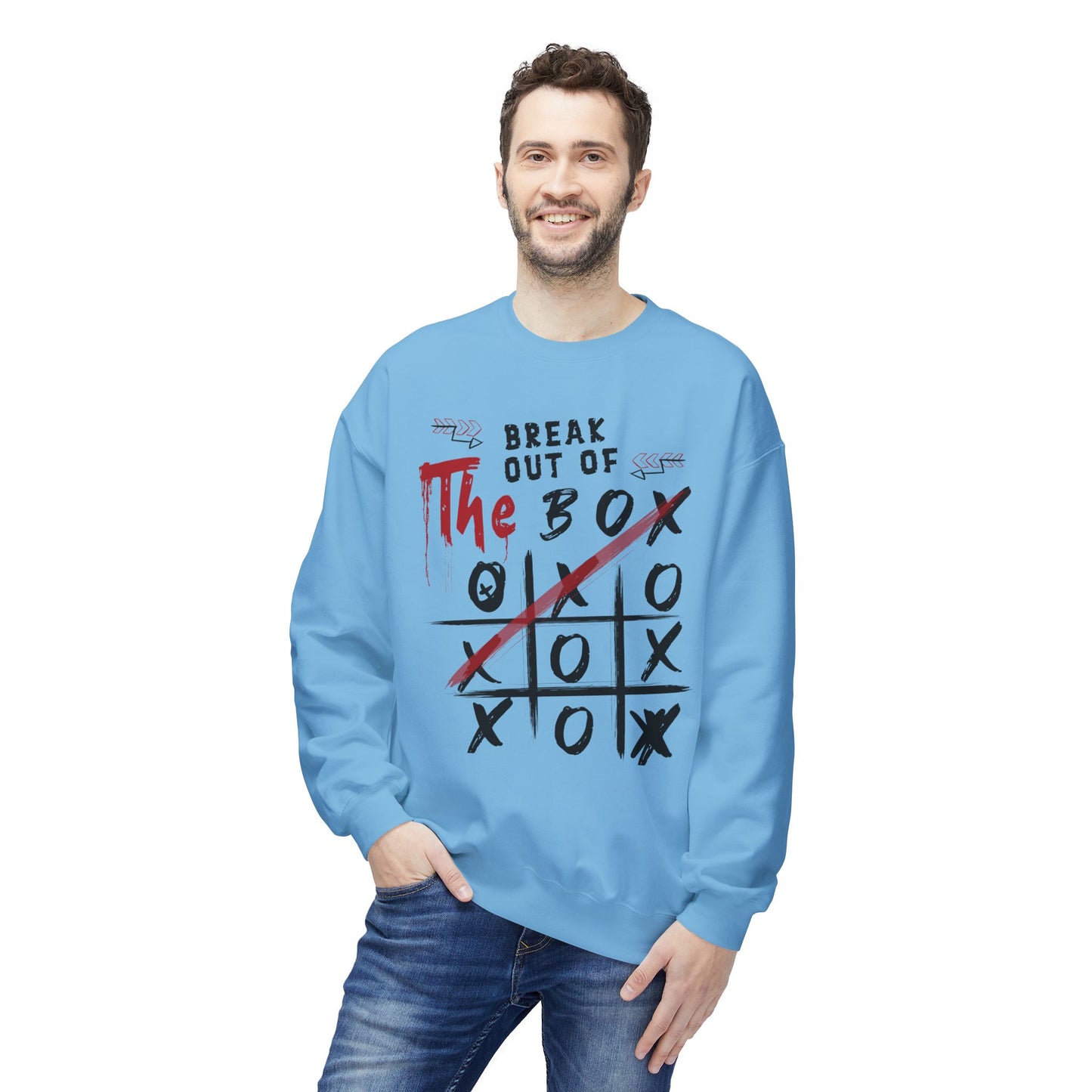 Men's "Break Out Of The Box" Drop Shoulder Fleece Crewneck Sweatshirt