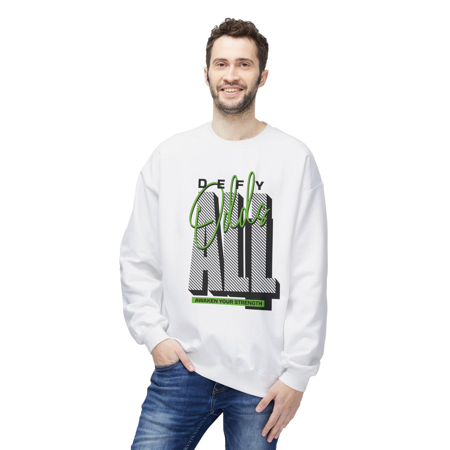 Women's "Defy All Odds" Drop Shoulder Fleece Crewneck Sweatshirt
