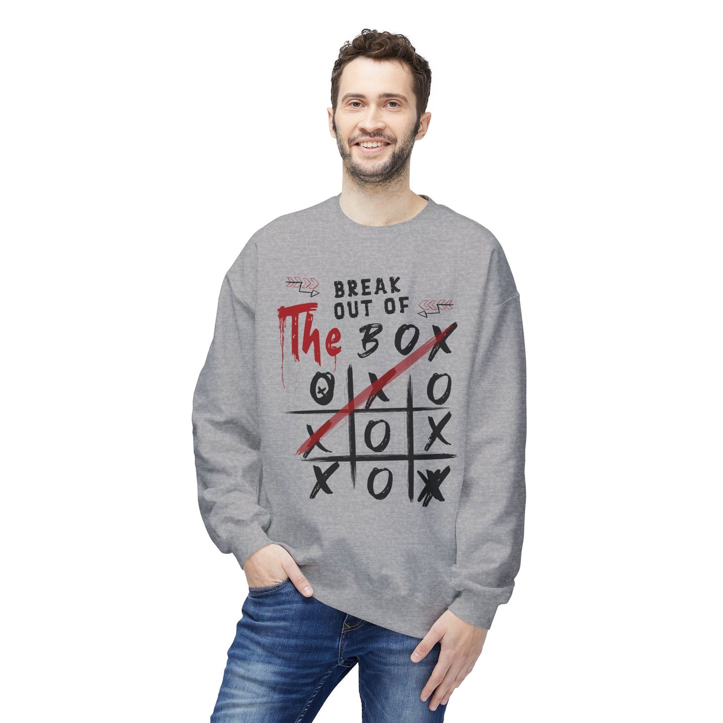 Men's "Break Out Of The Box" Drop Shoulder Fleece Crewneck Sweatshirt