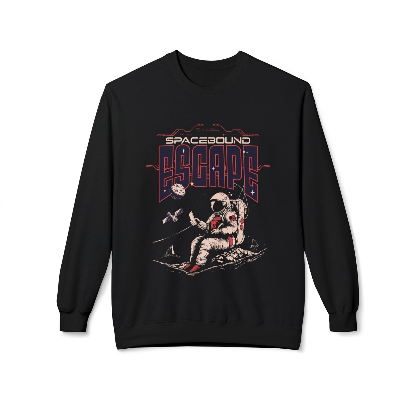 Men's "Spacebound Escape" Drop Shoulder Fleece Crewneck Sweatshirt