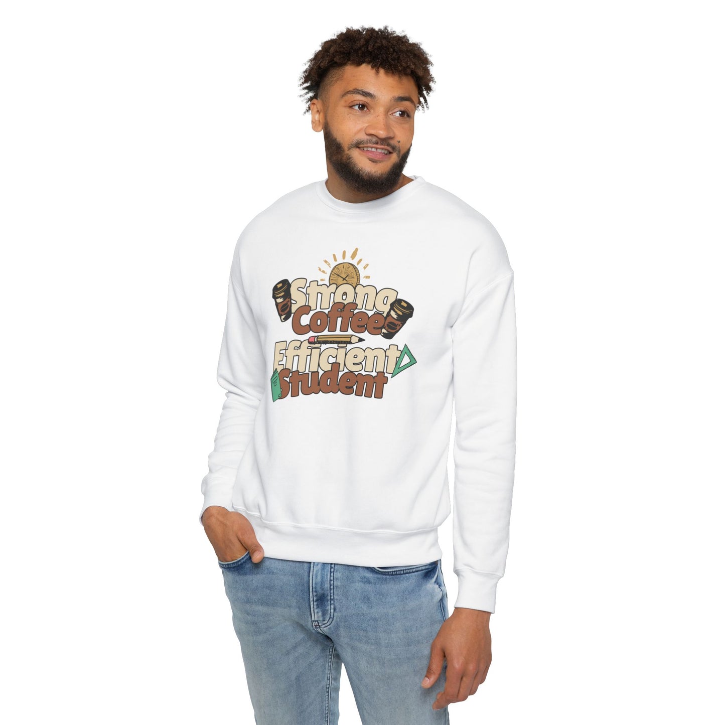 Women's "Strong Coffee, Efficient Student" Drop Shoulder Sweatshirt