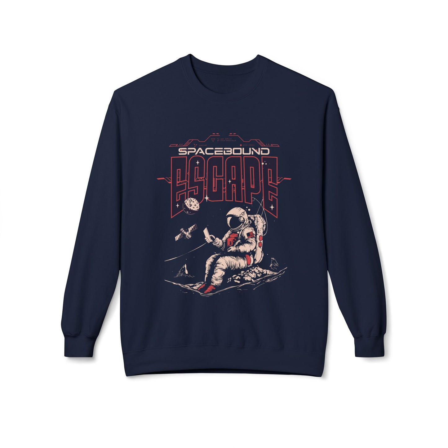 Men's "Spacebound Escape" Drop Shoulder Fleece Crewneck Sweatshirt
