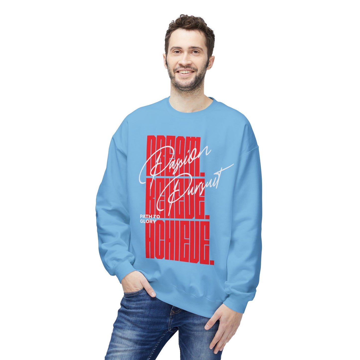 Men's "Passion Pursuit" Drop Shoulder Fleece Crewneck Sweatshirt