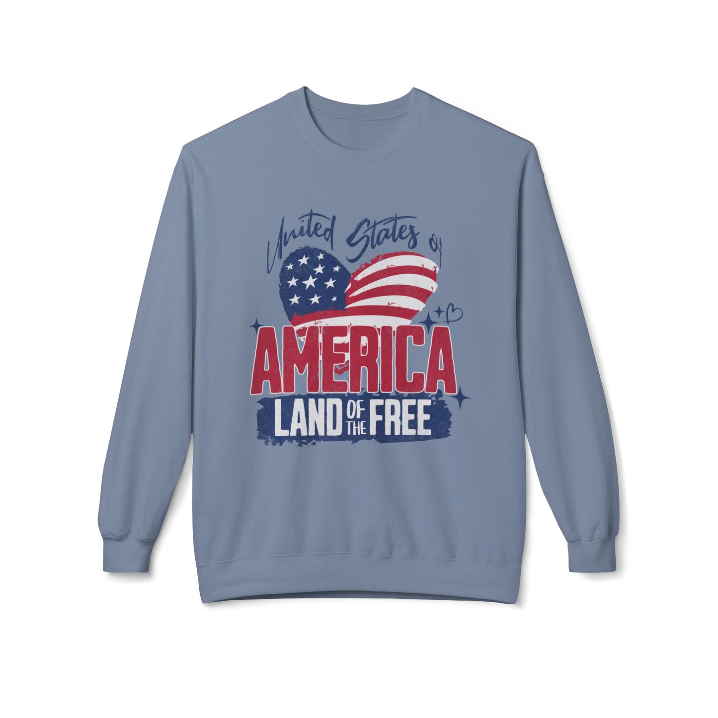 Women's "USA Land of the Free" Midweight Softstyle Fleece Crewneck Sweatshirt