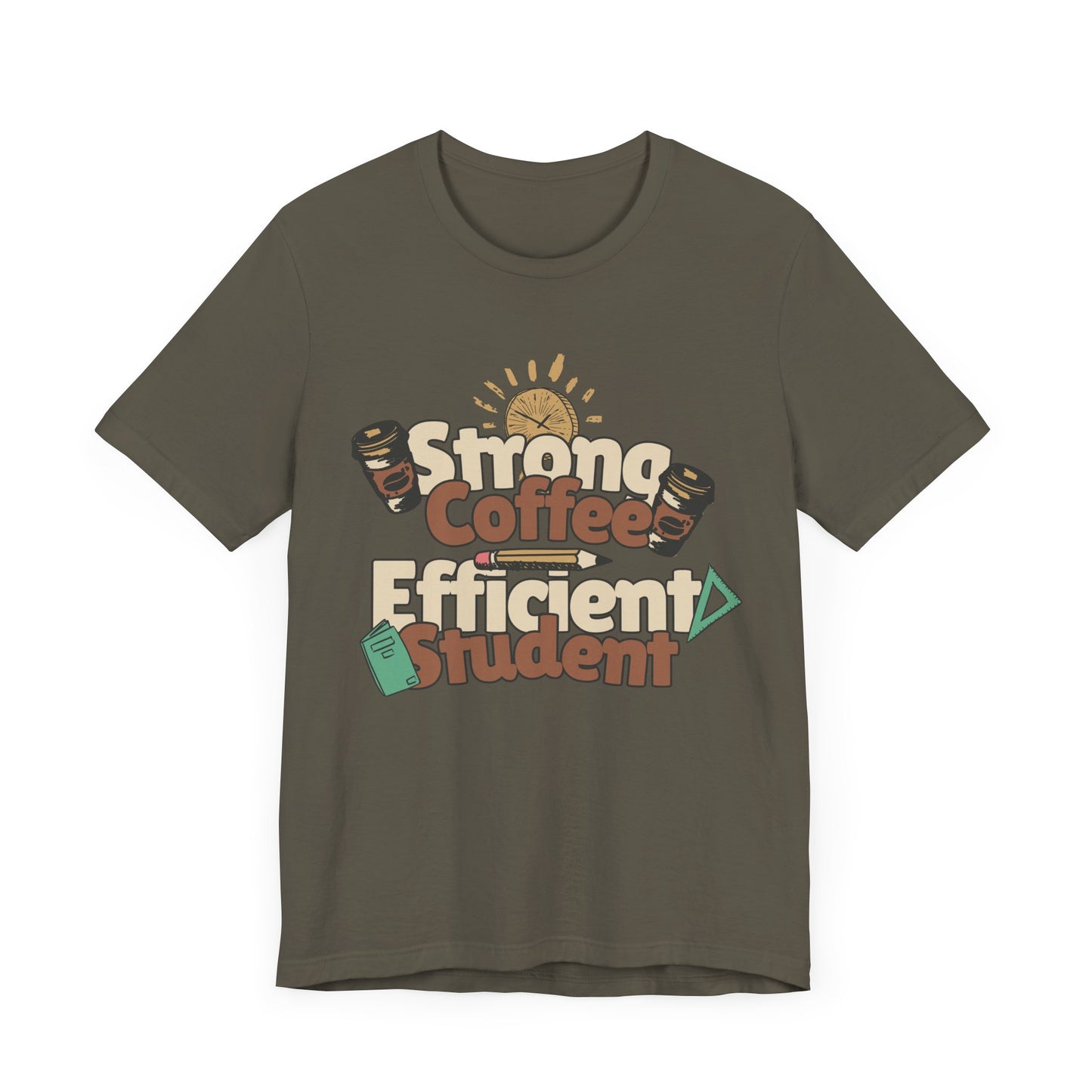 Women's "Strong Coffee, Efficient Student" Jersey Short Sleeve Tee