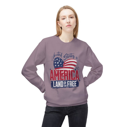 Women's "USA Land of the Free" Midweight Softstyle Fleece Crewneck Sweatshirt