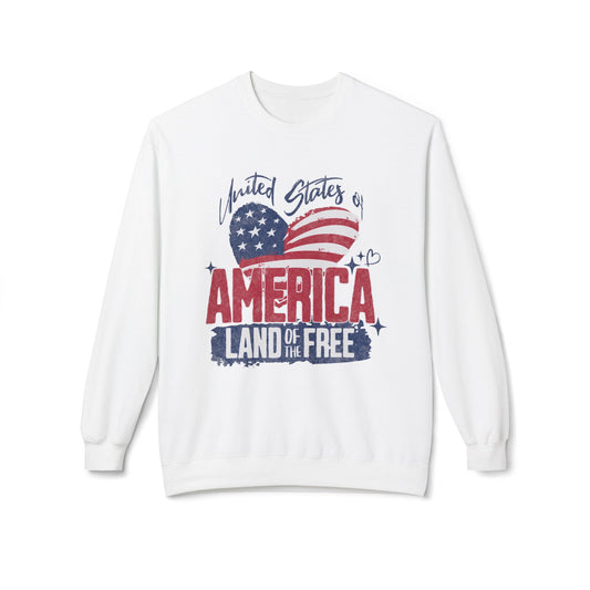 Men's "USA Land of the Free" Midweight Softstyle Fleece Crewneck Sweatshirt