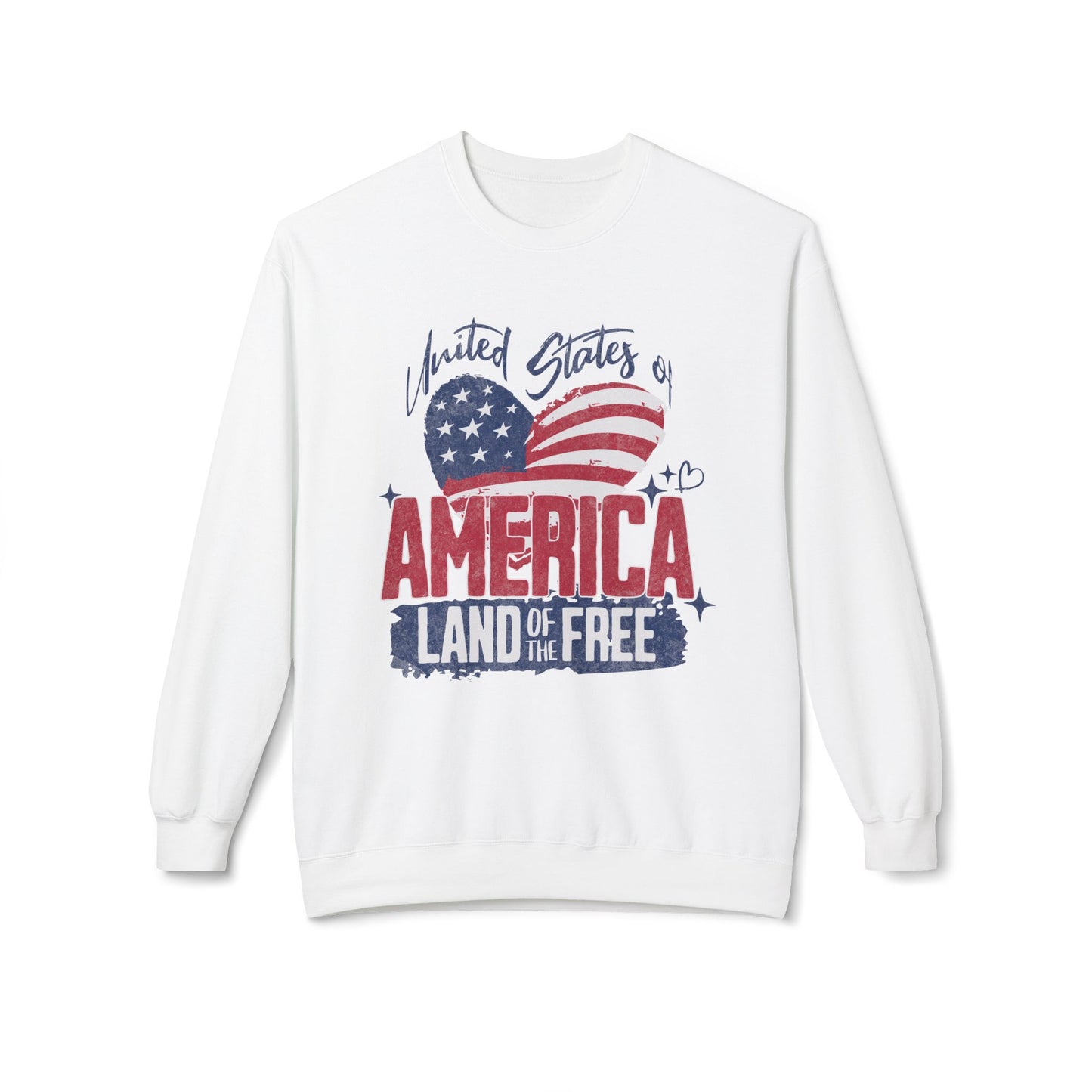 Women's "USA Land of the Free" Midweight Softstyle Fleece Crewneck Sweatshirt