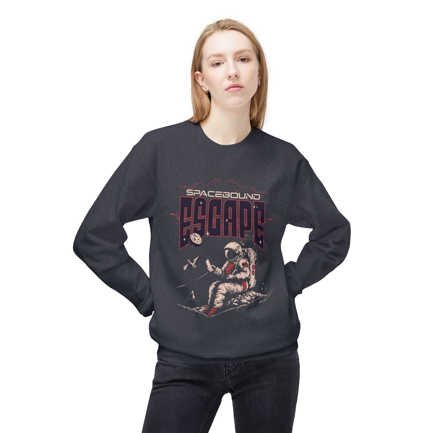 Women's "Spacebound Escape" Midweight Softstyle Fleece Crewneck Sweatshirt