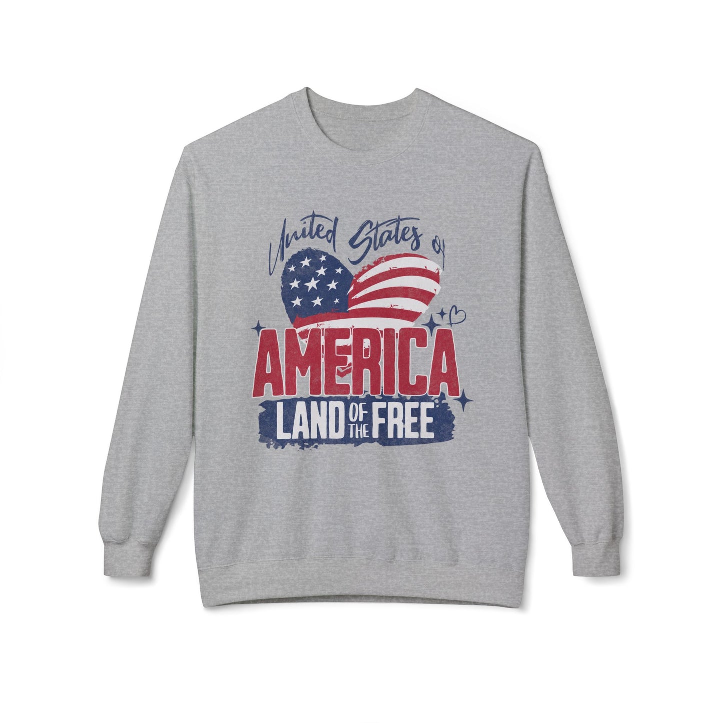 Women's "USA Land of the Free" Midweight Softstyle Fleece Crewneck Sweatshirt