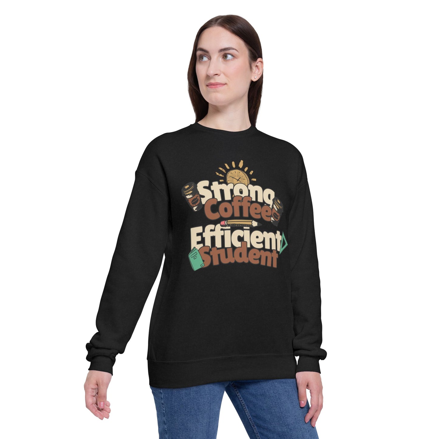 Men's "Strong Coffee, Efficient Student" Drop Shoulder Sweatshirt