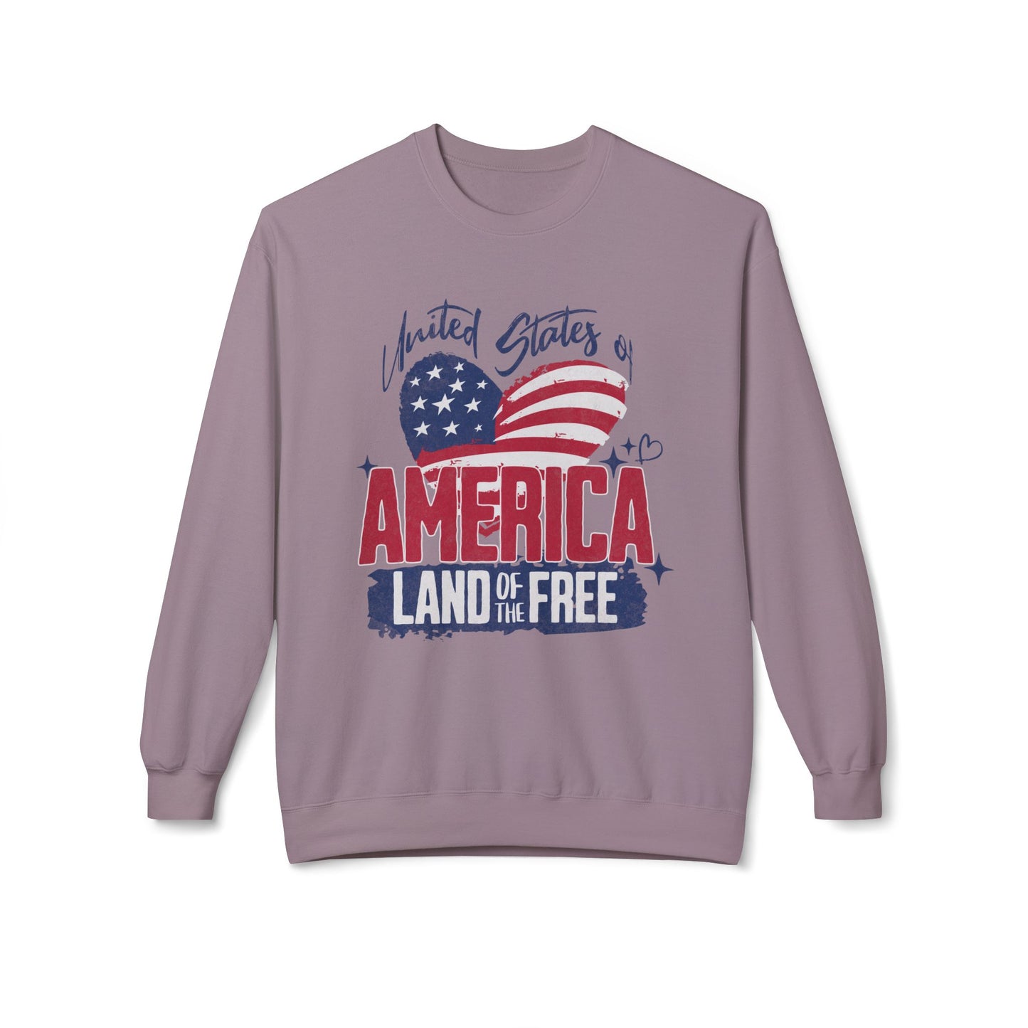 Women's "USA Land of the Free" Midweight Softstyle Fleece Crewneck Sweatshirt