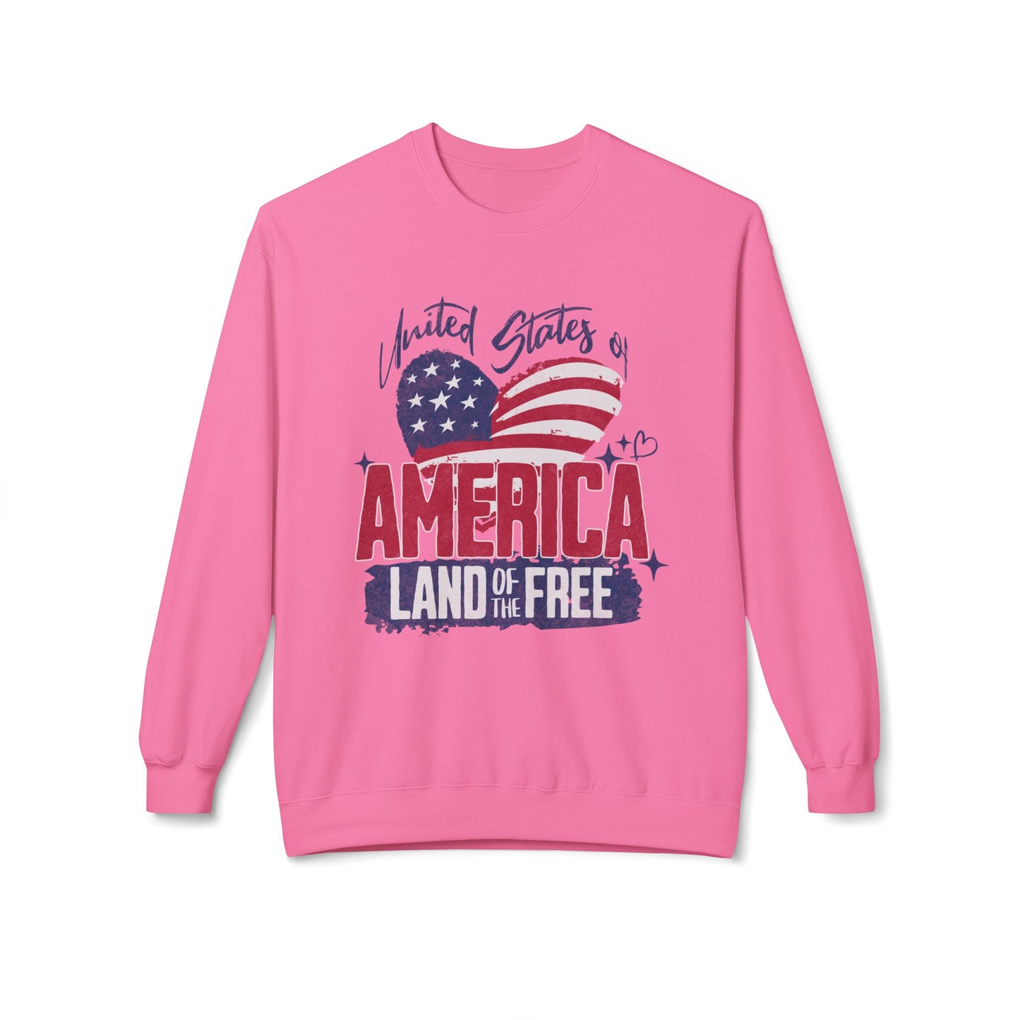 Women's "USA Land of the Free" Midweight Softstyle Fleece Crewneck Sweatshirt